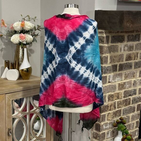 Indian Wear Women’s Tie-Dye Scarf in Blue Multi - Picture 8 of 8